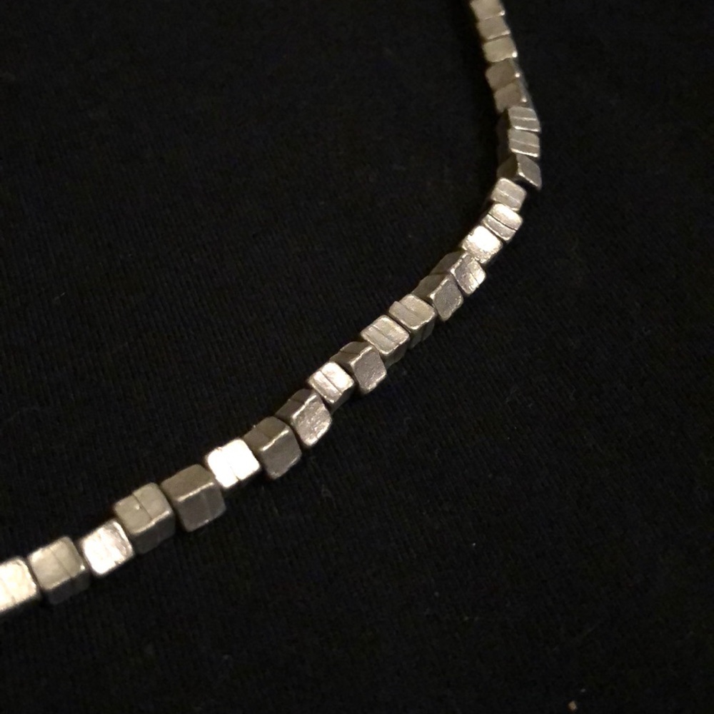 Silver Square Bead Necklace